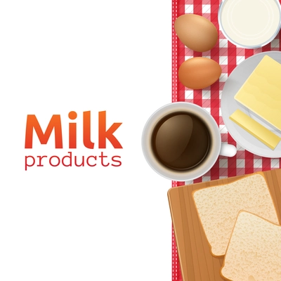 Milk and dairy products design concept with healthy and wholesome breakfast vector illustration