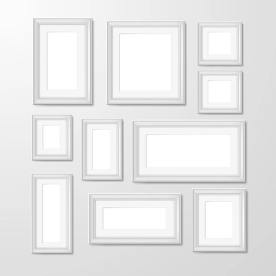 White modern rectangular geometric shape wall frames collection for photographs pictures and memories abstract isolated vector illustration