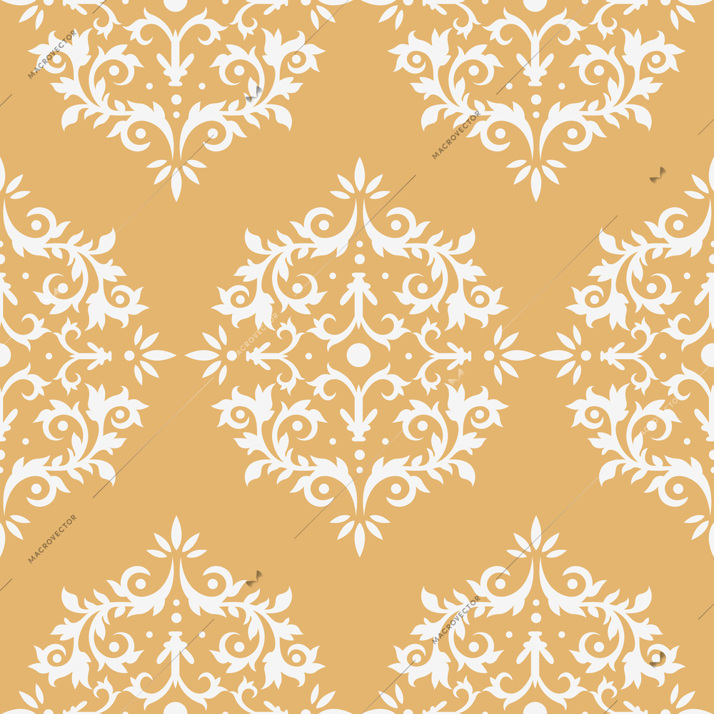 Retro style royal decor damask seamless wallpaper pattern vector illustration