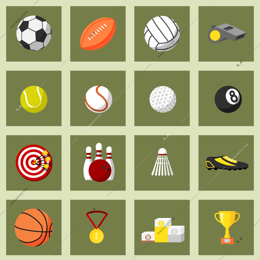 Sports flat icons set of football baseball basketball and tennis balls isolated vector illustration