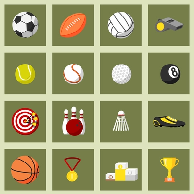 Sports flat icons set of football baseball basketball and tennis balls isolated vector illustration
