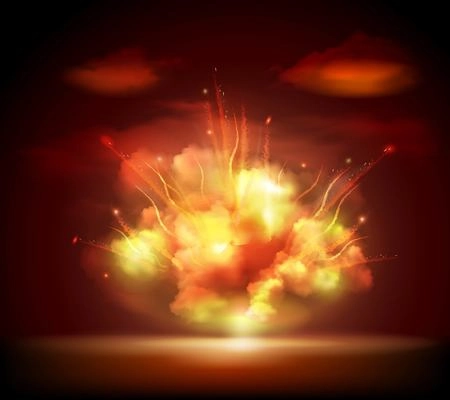 Explosion sparkling glow bursting in the night darkness with bright flashes background banner abstract vector illustration. Editable EPS and Render in JPG format
