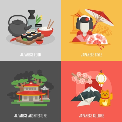 Japanese food culture architecture and style icon set isolated vector illustration