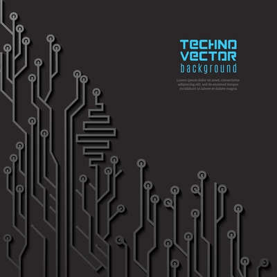 High tech motherboard computer processor circuit on black background vector illustration