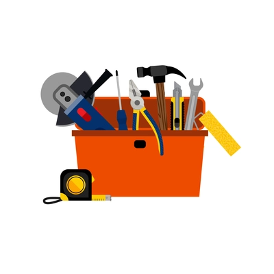 Toolbox for DIY house repair and home renovation with power and hand tools concept vector illustration