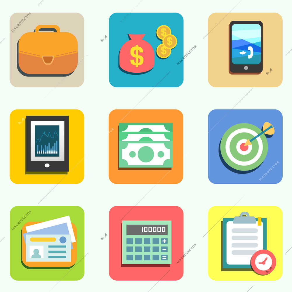 Finance flat icons set for design vector illustration