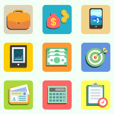 Finance flat icons set for design vector illustration