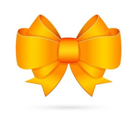 Yellow bright decorative bow isolated vector illustration