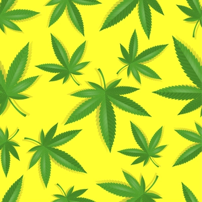 Seamless marijuana cannabis leaves pattern background vector illustration