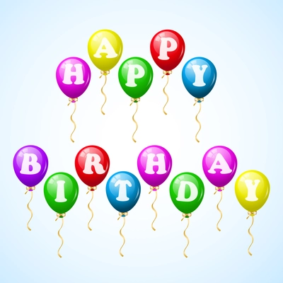 Happy birthday celebration colorful balloons vector illustration