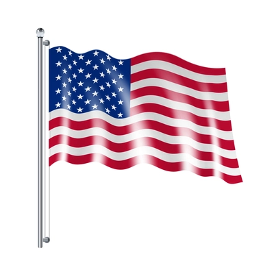 National american united states flag flowing on white background vector illustration