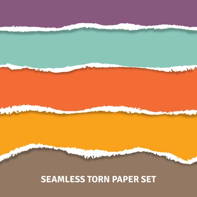 Torn color horizontal stripes separated white paper set seamless concept vector illustration