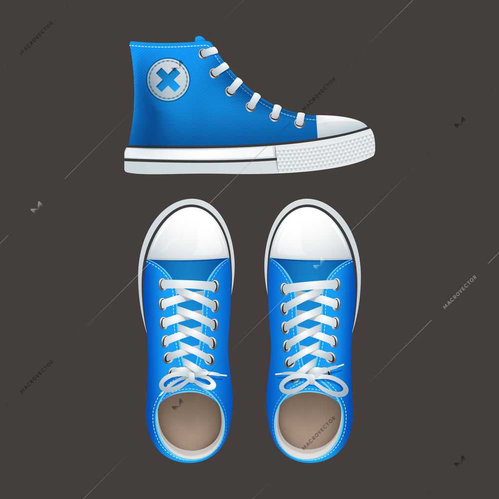 Teenage school boys and girls popular street wear high top sneakers chucks gumshoes  abstract isolated vector illustration