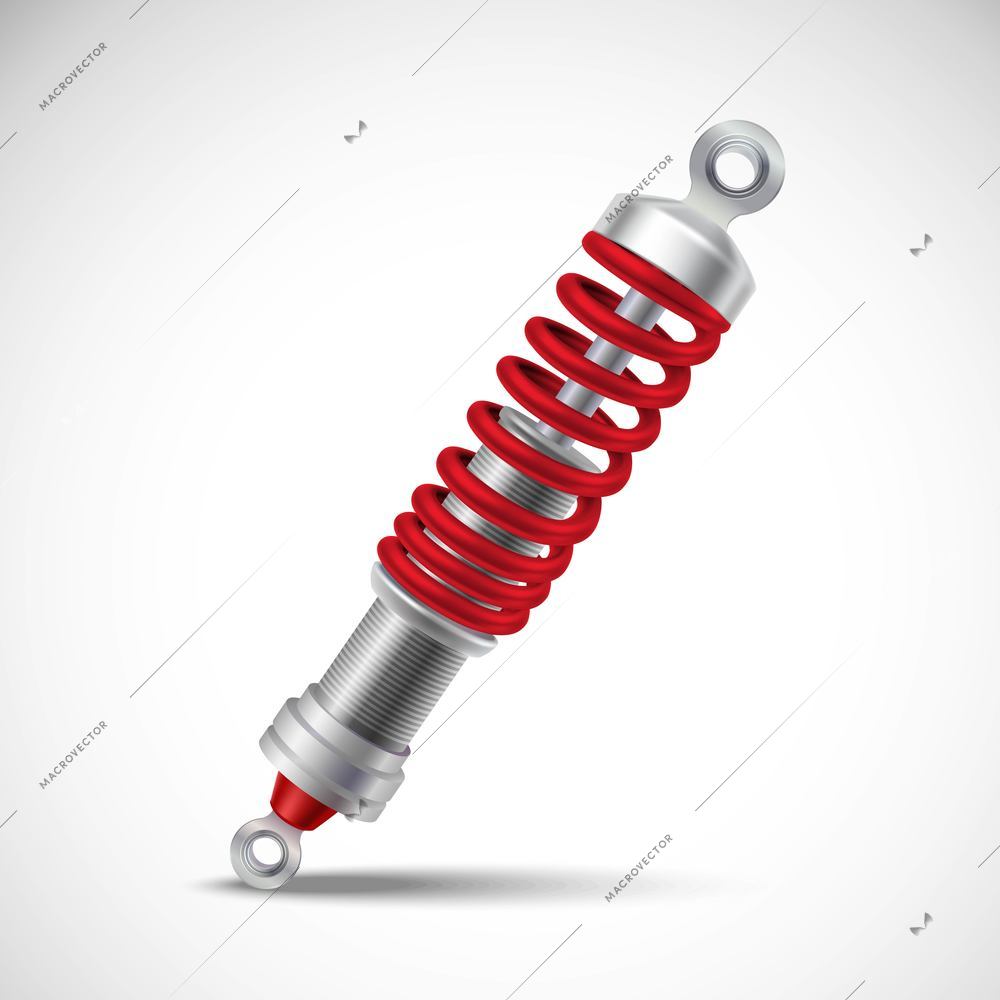 Red realistic shock absorber isolated on white background vector illustration