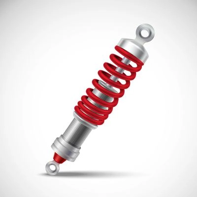 Red realistic shock absorber isolated on white background vector illustration