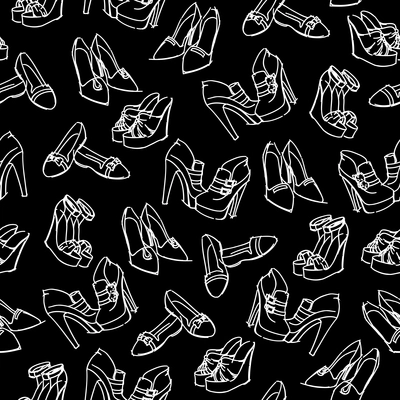 Seamless woman's modern shoes sketch pattern background vector illustration