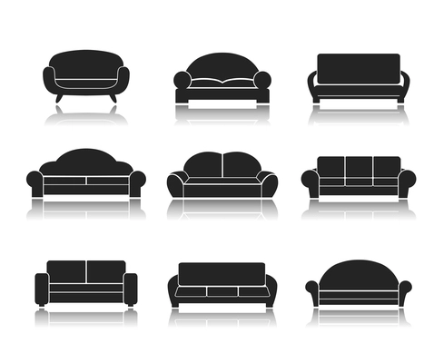 Modern luxury sofas and couches furniture icons set for living room vector illustration