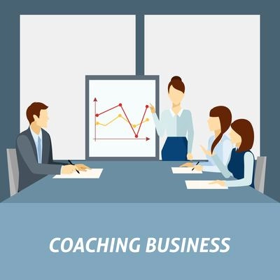 Effective business coaching strategies to apply in workplace for success presentation poster flat abstract vector illustration