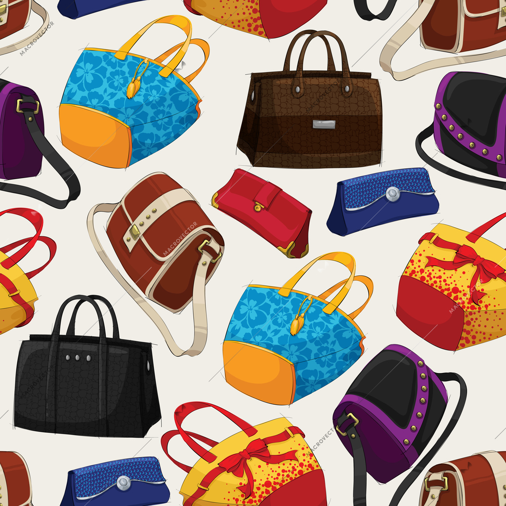 Seamless woman's fashion bags pattern background vector illustration