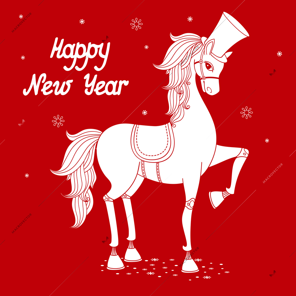 White stallion silhouette, 2014 year of the horse vector illustration