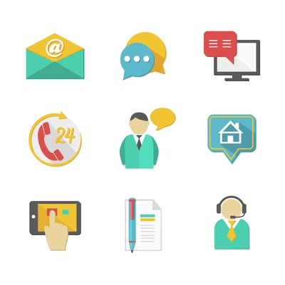 Customer helpdesk contacts design elements of envelope call and support apps isolated vector illustration