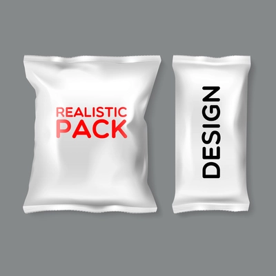 Realistic pack templates in different shape and size on grey background isolated vector illustration