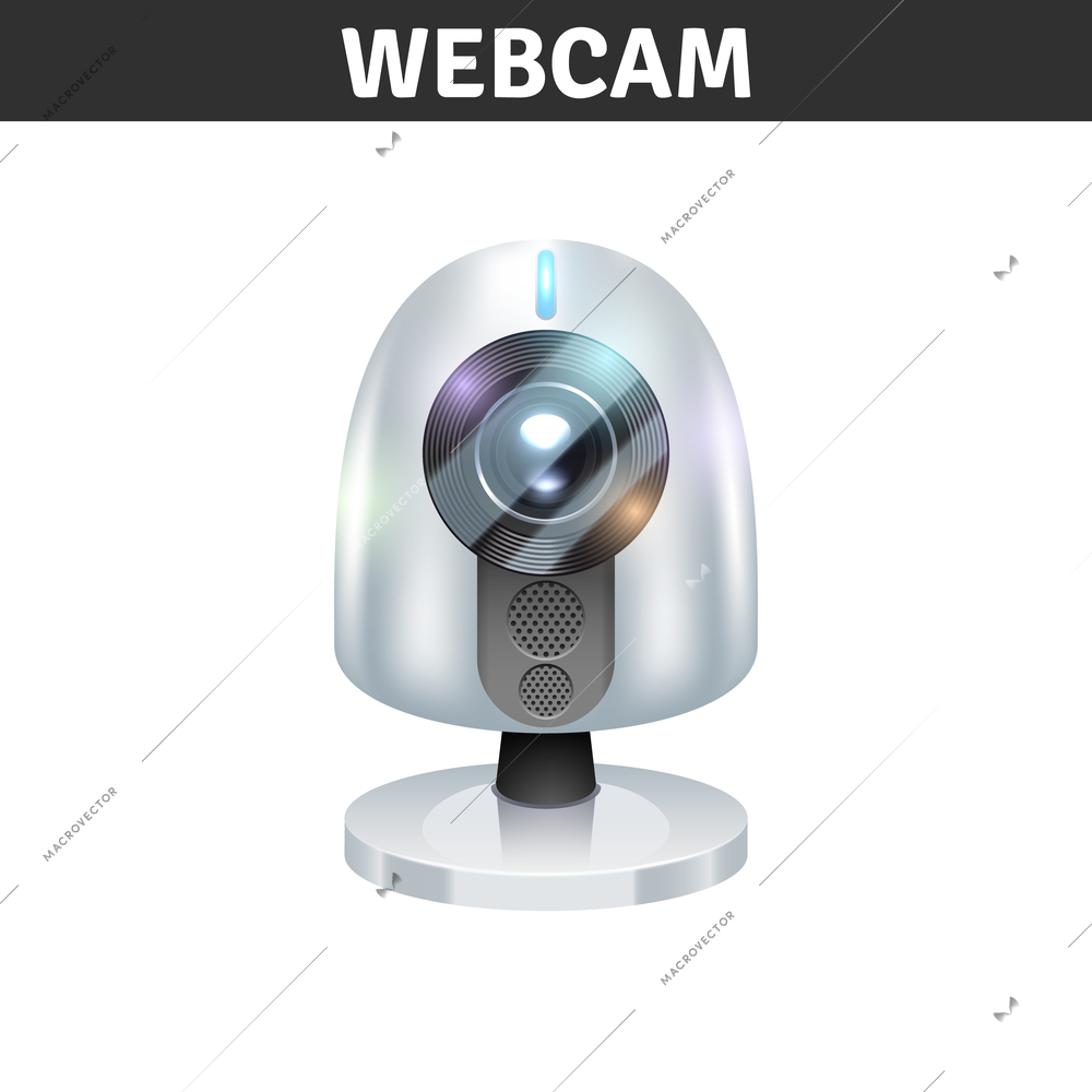 White webcam front view for computers and laptops realistic vector illustration