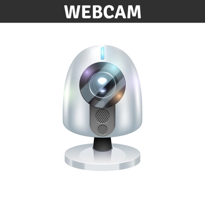 White webcam front view for computers and laptops realistic vector illustration