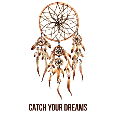 Native american indian magical dreamcatcher with sacred feathers to catch dreams watercolor pictogram icon abstract vector illustration