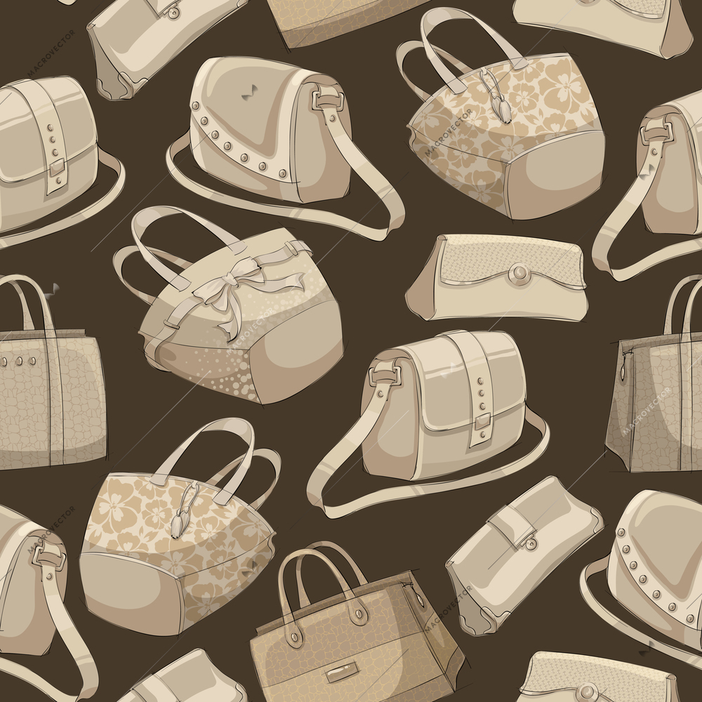 Seamless woman's stylish bags retro pattern background vector illustration