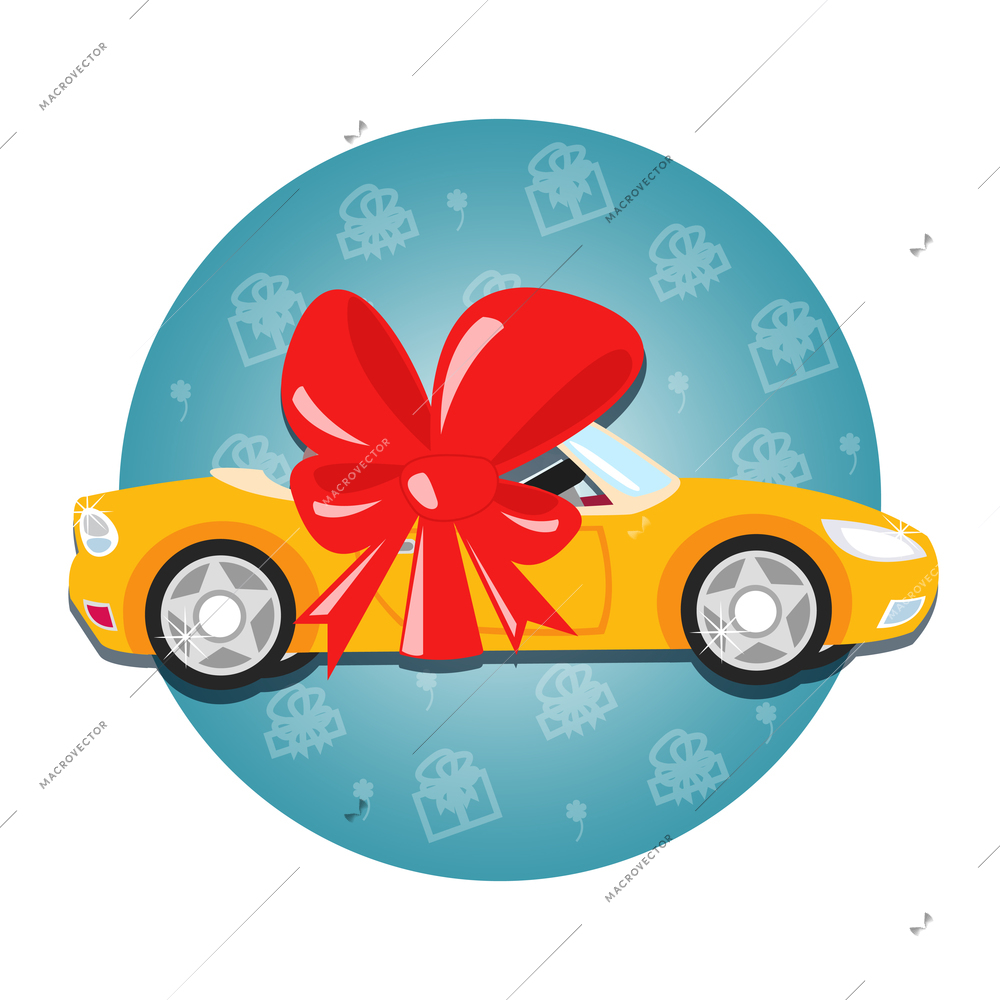 Car gift with bow symbol vector illustration isolated