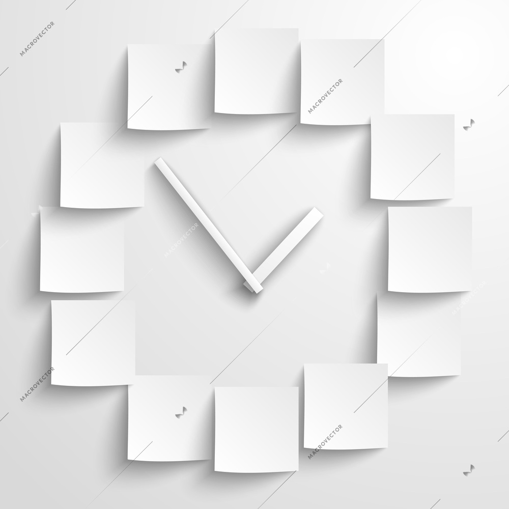 Abstract paper clock with blank digits vector illustration