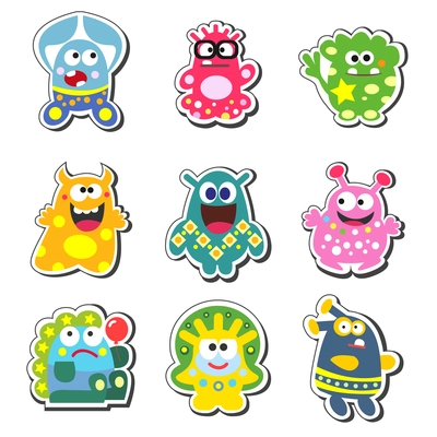 Funny cartoon monsters set isolated vector illustration