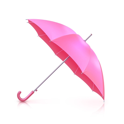 Realistic pink girlish umbrella isolated on white background vector illustration