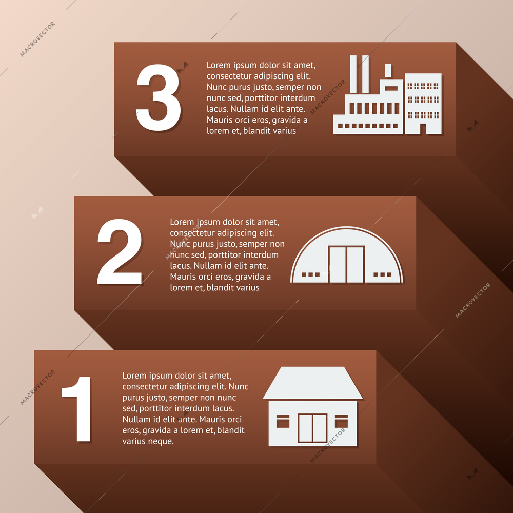 Industrial rising graph infographic set with buildings vector illustration