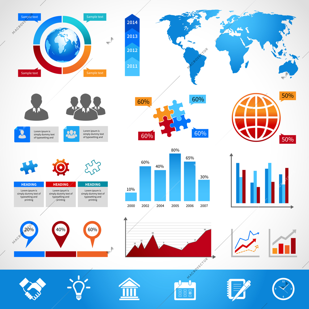 Business infographics layout design elements for charts and graphs vector illustration