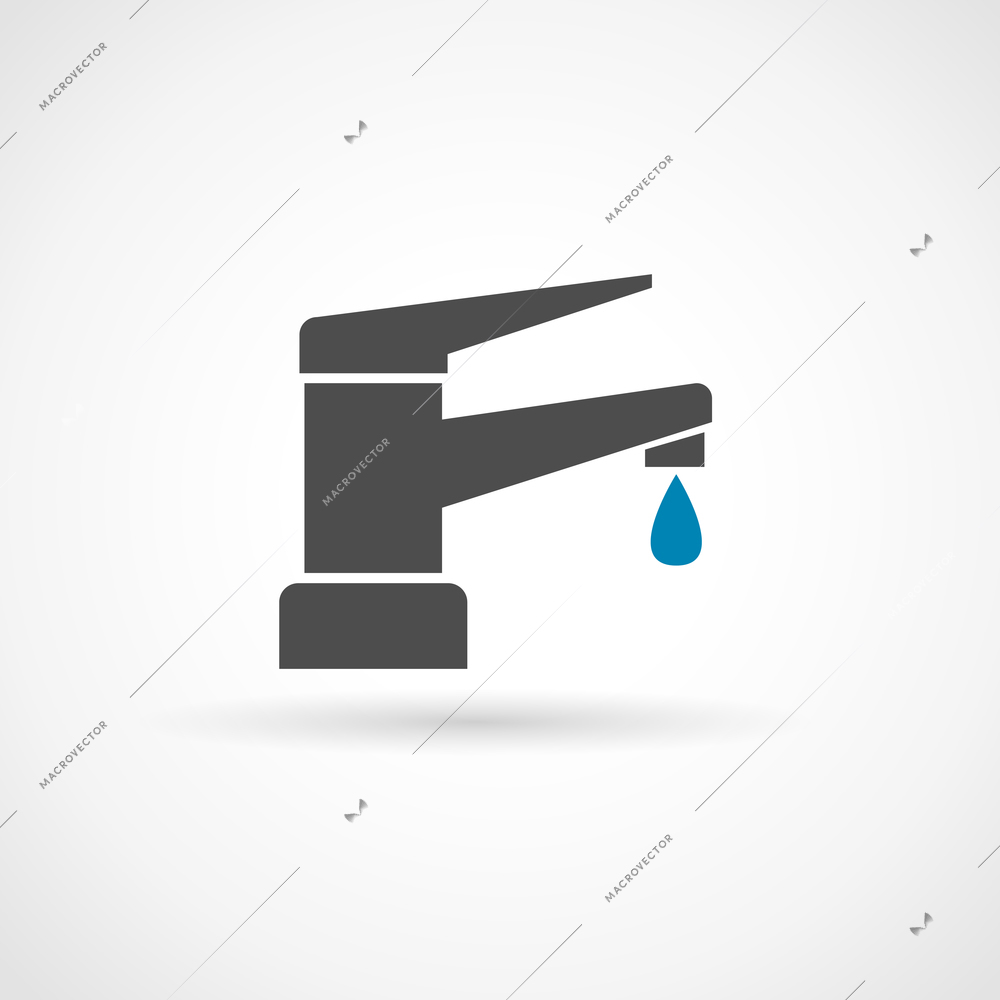 Black flat silhouette bathroom faucet icon isolated on white background vector illustration