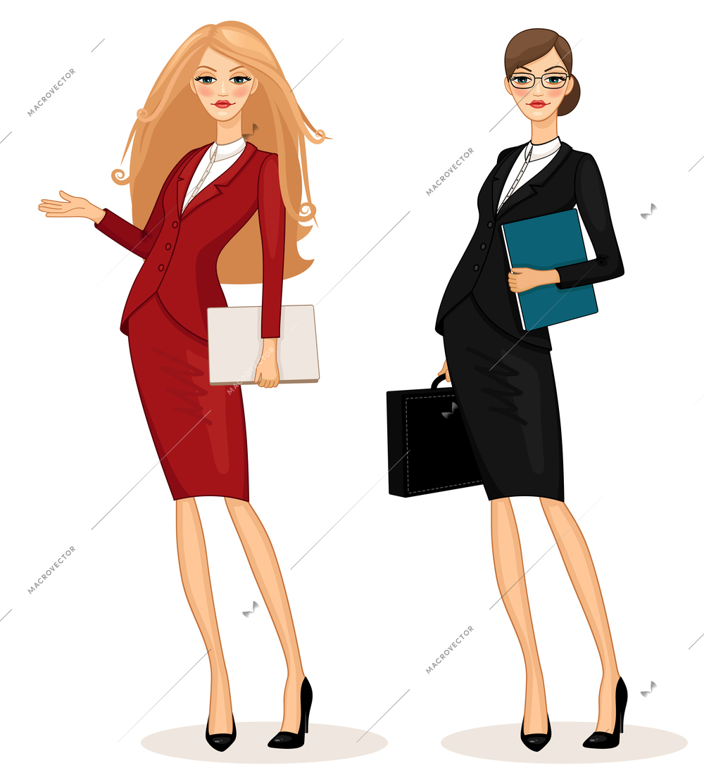 Successful business women person set vector illustration