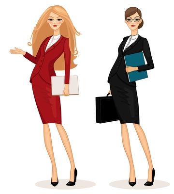 Successful business women person set vector illustration