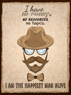 Hand drawn hipster poster print with glasses beard mustache hat and pipe vector illustration