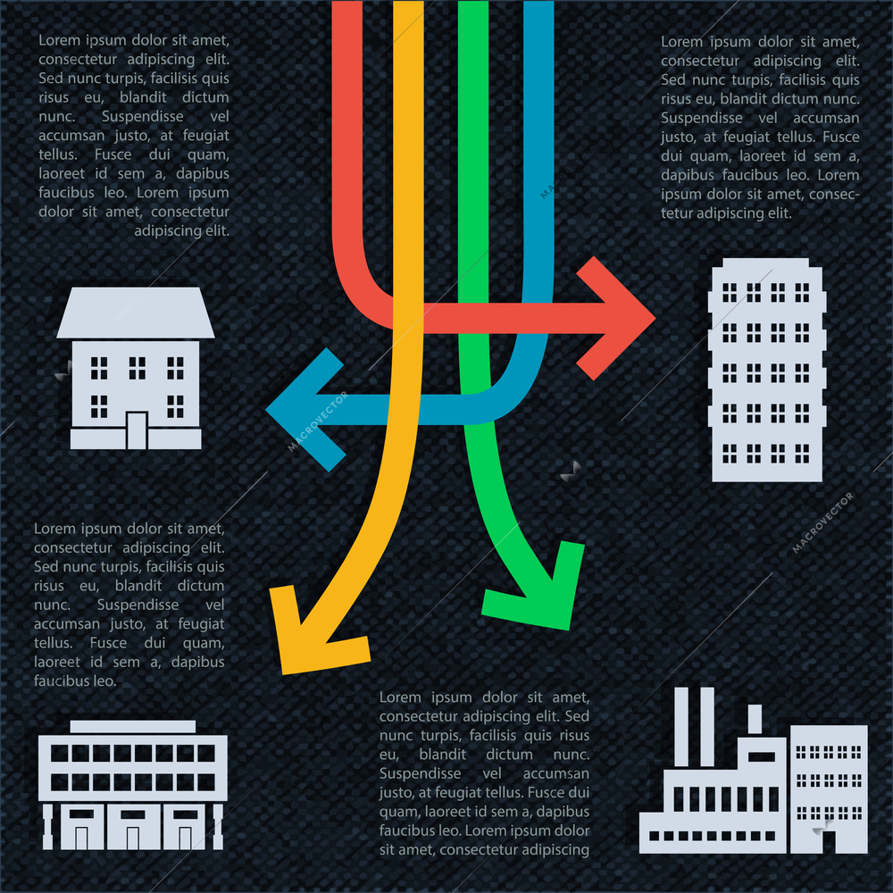 Crossed arrows real estate infographics vector illustration