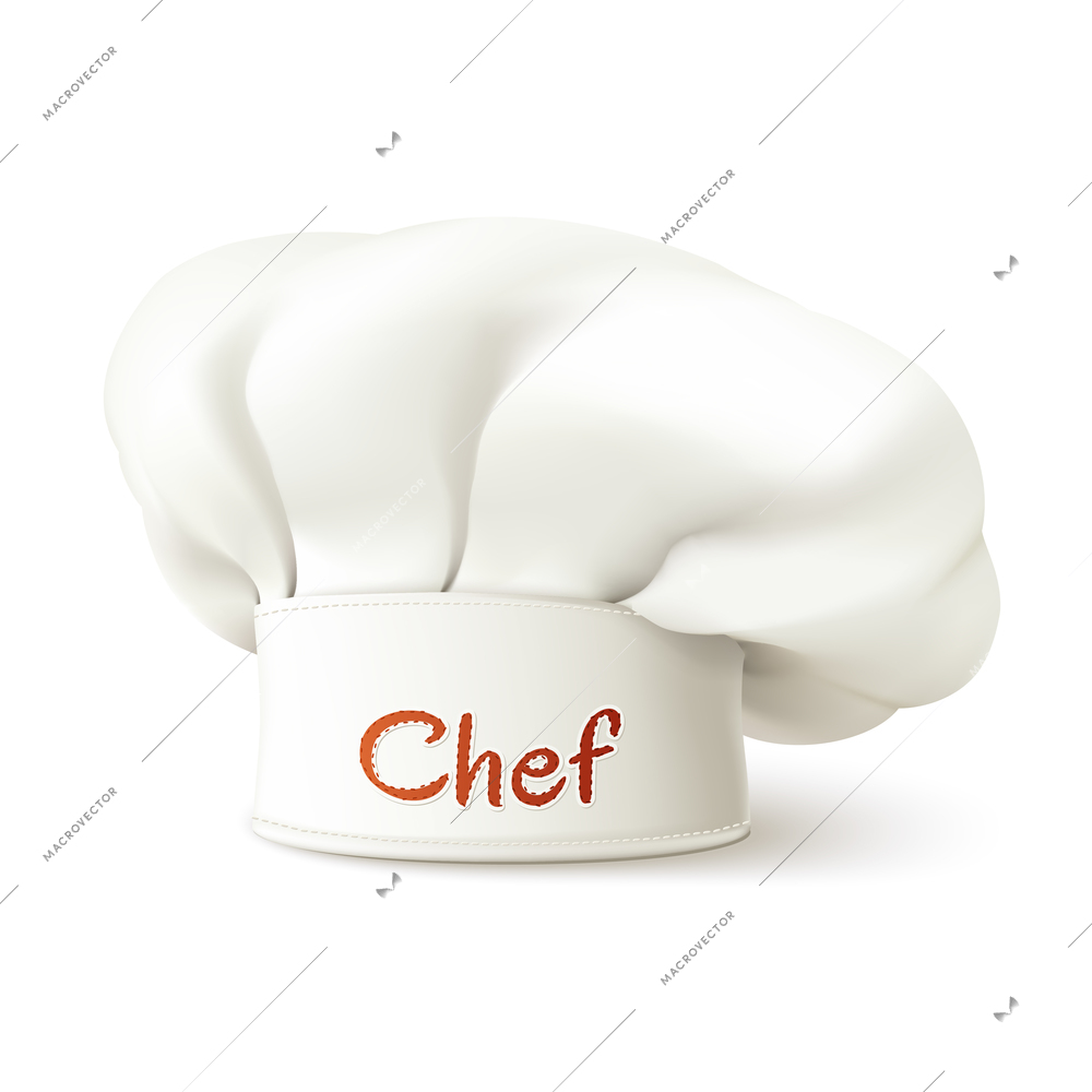 Restaurant chef hat realistic isolated on white background vector illustration