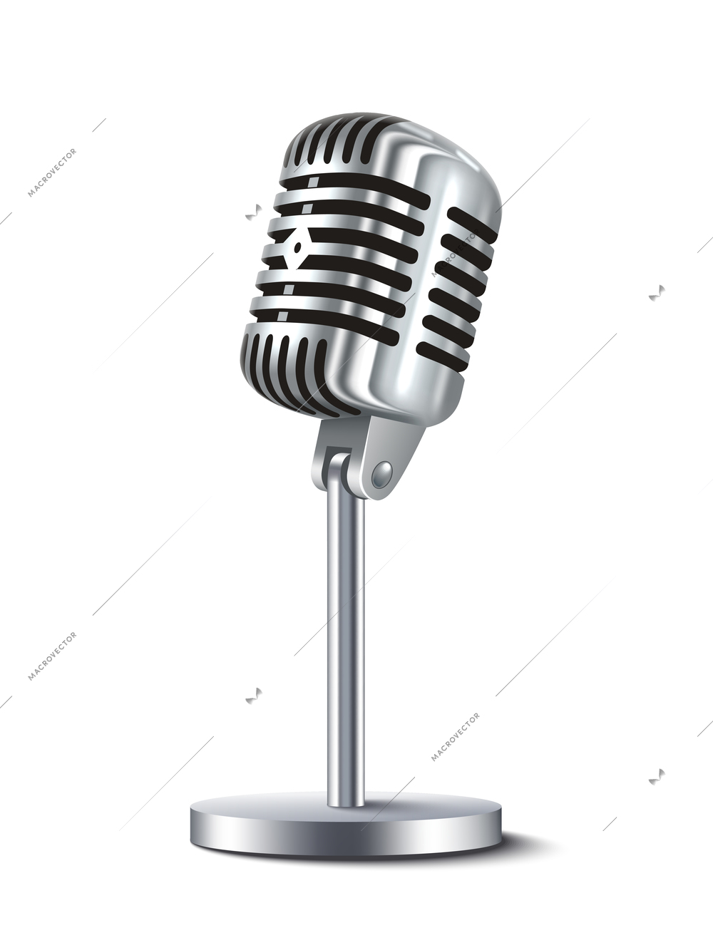 Vintage metal studio microphone isolated on white background vector illustration