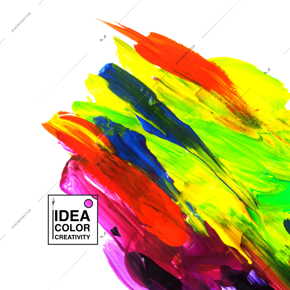 Abstract paint picture with idea color creativity text vector illustration