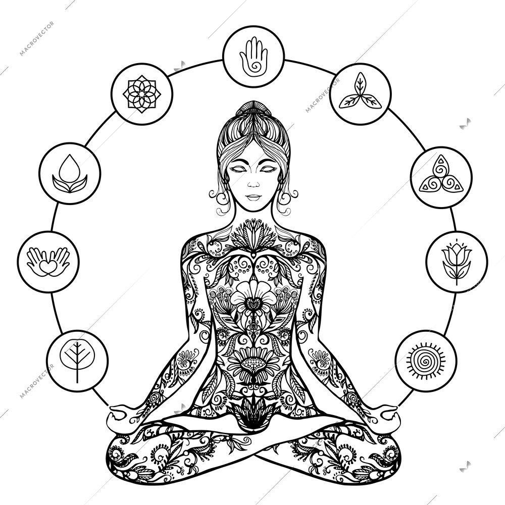 Yoga Lotus Pose Outline Images - Free Download on Freepik