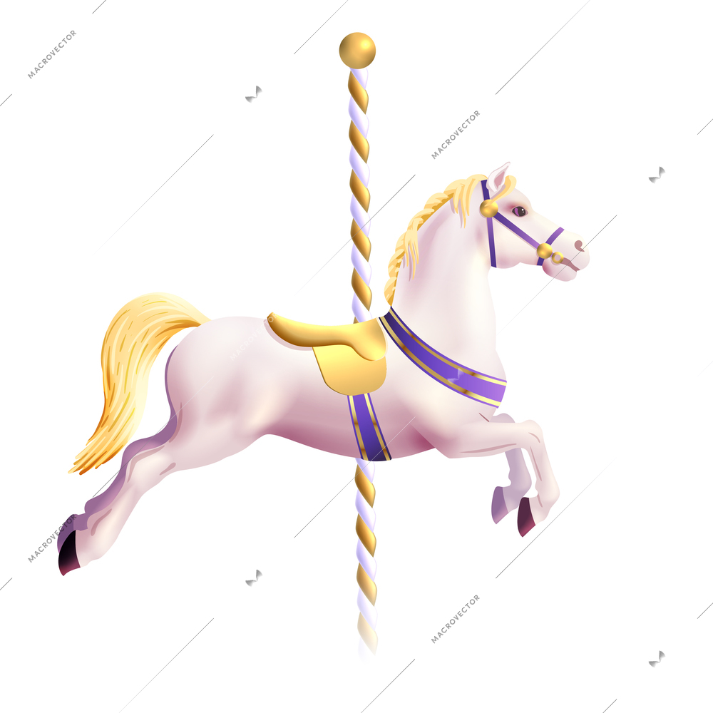 Realistic toy horse from traditional amusement park carousel vector illustration