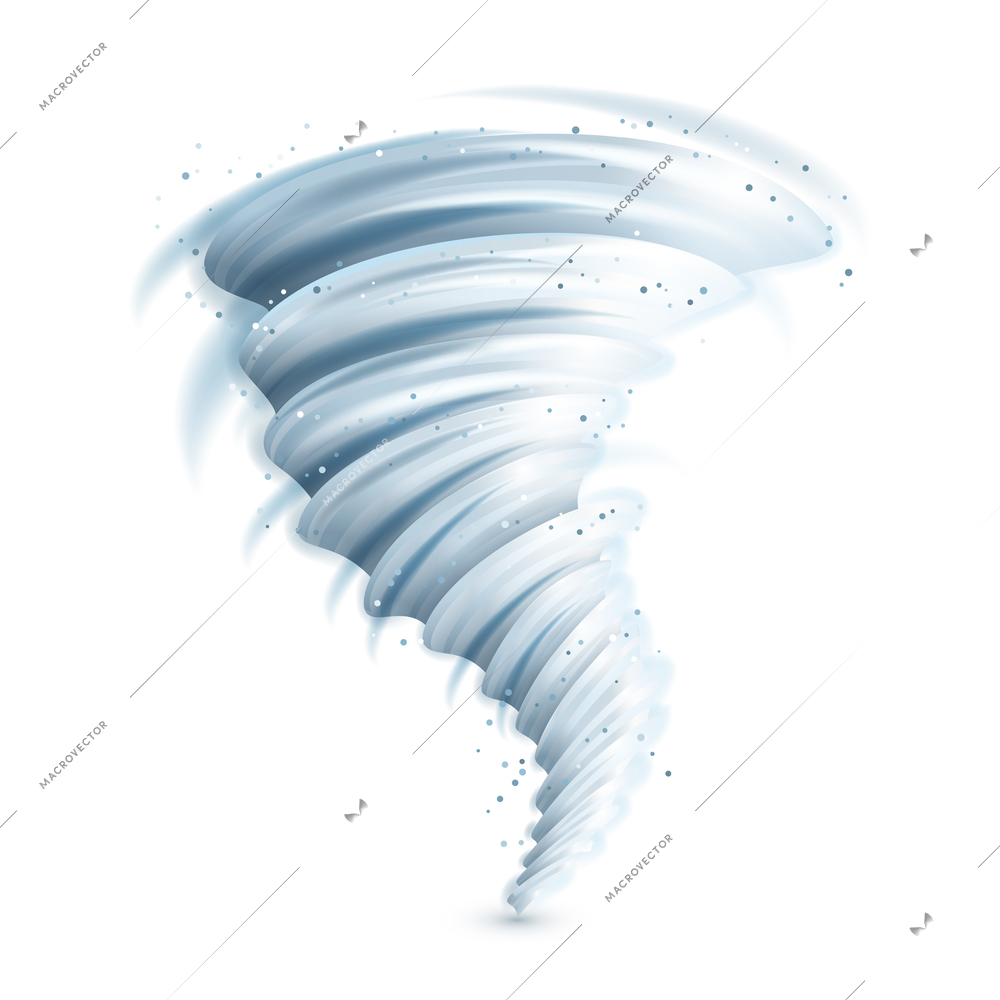 Realistic tornado swirl isolated on white background vector illustration