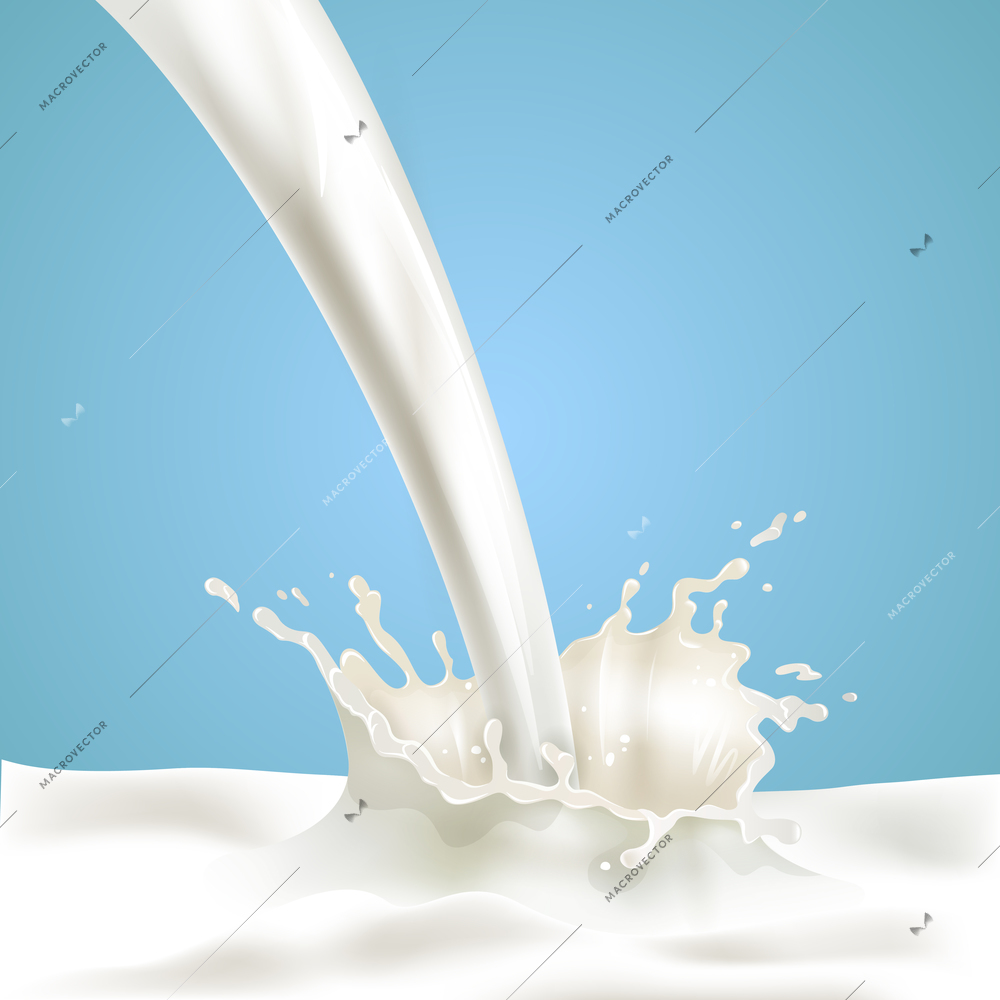 Pouring fresh creamy soya milk with splash against blue background healthy choice advertisement banner abstract vector illustration