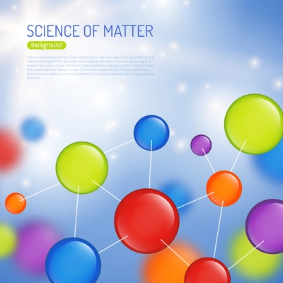 Science abstract background with colored atom net structure vector illustration