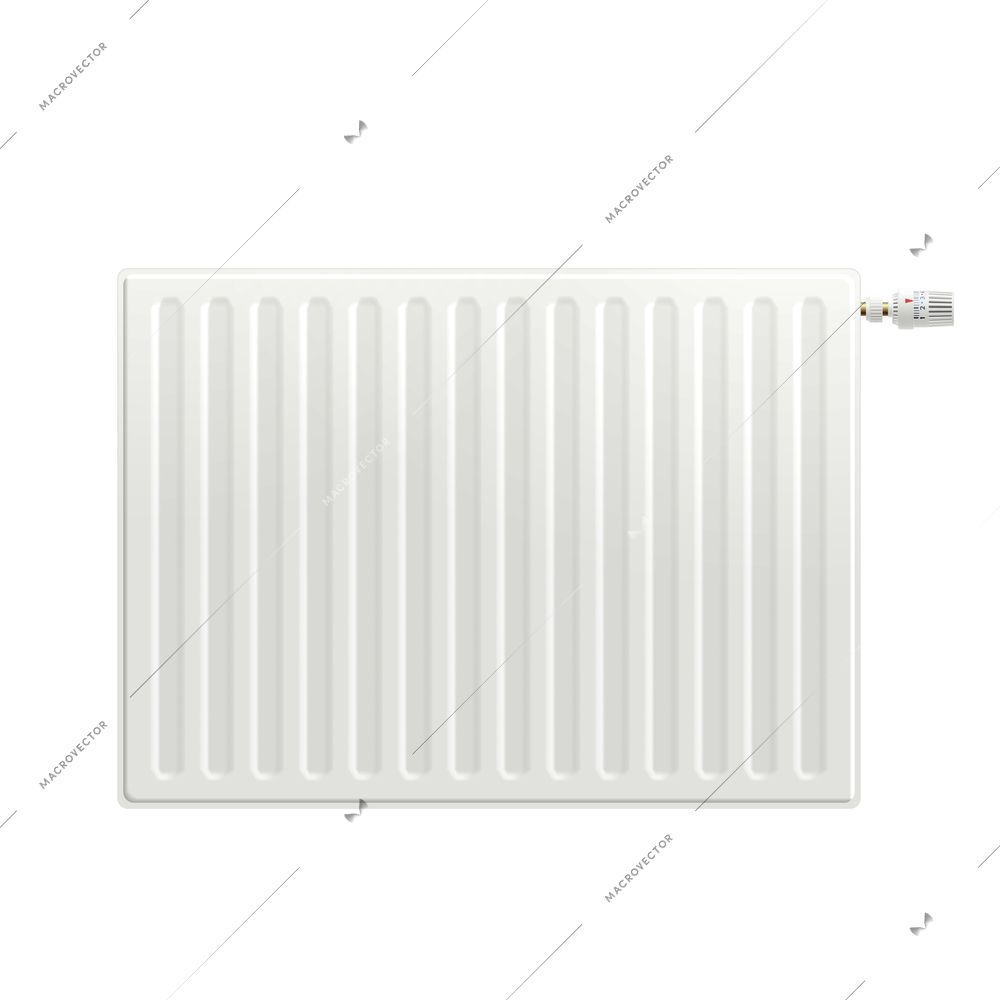 Realistic white indoors heating radiator isolated on white background vector illustration